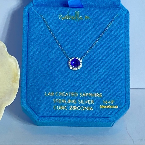 Isabella m lab created sapphire Sterling Silver Necklace - Picture 4 of 7